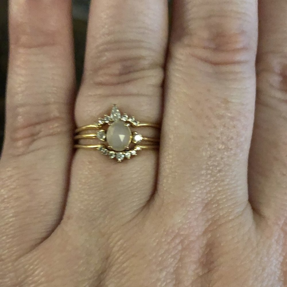 Size 8 - TAI JEWELRY - Stackable Crown Ring Set - White - Picture 3 of 15